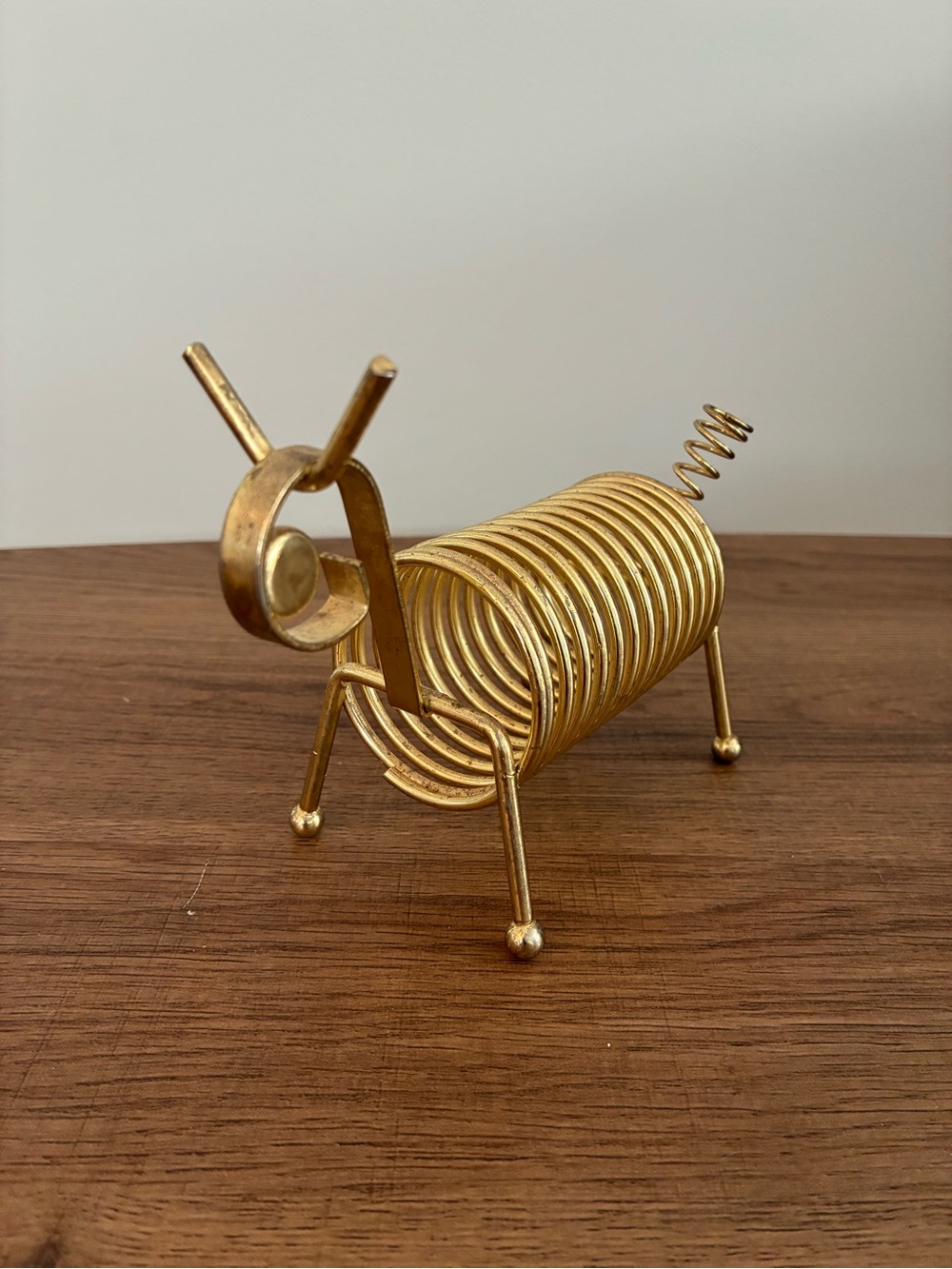 Vintage MCM Gold Tone Wire Coil Animal Letter Holder